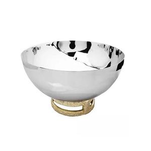Bol à salade et fruits au design classique en acier inoxydable couleur argent, bol décoratif à prix abordable - Product Image 1