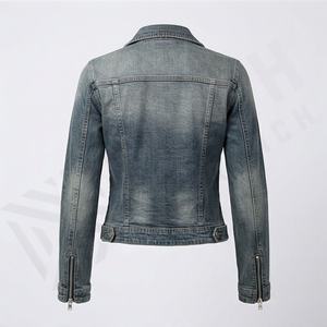 Veste en jean pour femmes personnalisable en gros, toile teinte, coton tissé, décontractée, hiver, manches longues, produit OEM, couleur personnalisée - Product Image 2