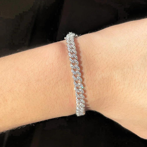Personnalisation professionnelle 925 argent Sterling diamant naturel Hip Hop Bracelet Miami cubain lien Fine chaîne et lien bijoux - Product Image 4