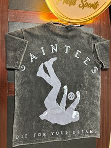 Camiseta con Estampado Digital Personalizado, Lavado Ácido, Estilo Vintage, Holgada, Unisex, Algodón Grueso de 300g, Moda Retro para Hombre y Mujer - Product Image 6