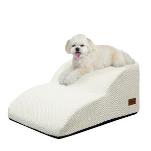 [AllmioPet] Escaleras para Mascotas de Tela Nube, 2 Escalones, Beige, Cojín Suave, Escalones para Perros y Gatos para Sofá, Cama, Cuidado de Articulaciones, Uso en Interiores - Product Image 1