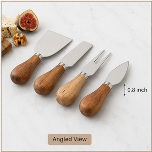 ชุดมีดชีส 4 ชิ้น ใบมีดสแตนเลส ด้ามไม้ ชุดเครื่องมือครัวทนทาน ความยาว 6.3 นิ้ว - Product Image 3