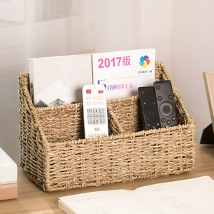 Office desk organizer set seagrass file and folder <b>storage</b> basket rack decoration for workplace table - Product Image 6