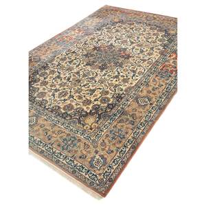 Tapis en laine et soie noués à la main Gulmarg Classic Gold, motifs médaillon abstraits rectangulaires pour la maison, le couloir, la chambre - Nouveau modèle Pae-5064 - Product Image 2