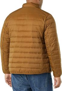 European Fit Mens Brown Hooded <b>Bubble</b> Jacket Sleek Modern Lightweight Winter Padded <b>Coat</b> - Product Image 5
