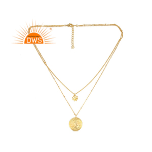 Dernière conception faite à la main 18K plaqué or breloque ensemble pendentif collier Demi bijoux fins pour les femmes cadeau pour elle - Product Image 1