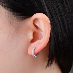 New Arrival 925 <b>Sterling</b> <b>Silver</b> 3mm10CT VVS Moissanite Diamond Studs Earrings for Women From Indian Supplier - Product Image 2