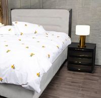 Ensembles de literie personnalisés en gros 100% coton housse de couette taies d'oreiller brodées tournesol motif végétal pour la maison hôtel mariage