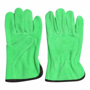 Guantes de conducción de cuero dividido de piel de vaca de alta resistencia de alto rendimiento Guantes de construcción resistentes a la abrasión Personal de punto de algodón - Product Image 4