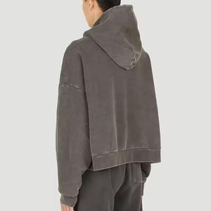 เสื้อฮู้ดดี้วินเทจทรงโอเวอร์ไซส์สุดหรูสำหรับผู้ชาย ปี 2025 ผ้าหนา 450 กรัม ผ้าฝ้าย 100% ทรงบ็อกซี่ ตัดสั้น ล้างสีแบบแอซิด เหมาะสำหรับฤดูหนาว - Product Image 5