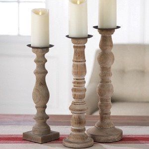 Juego de portavelas de pilar de madera hecho a mano de 3 para boda y Año Nuevo chino decoración del hogar precio al por mayor - Product Image 5