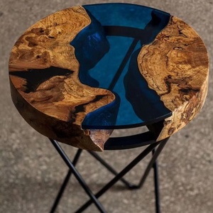 RÉSINE SYNTHÉTIQUE et BOIS Meubles de maison de luxe de meilleure qualité en bois de noyer massif Restaurant Salle à manger Café Rivière Cuisine Époxy - Product Image 1