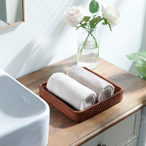 Bandeja de Servir Rectangular de Ratán, Bandeja de Mimbre Tejida a Mano en Color Marrón Oscuro, Organizador Decorativo Natural para Mesa, Venta al por Mayor - Product Image 4