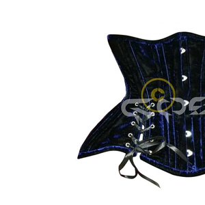 <b>Underbust</b> Double Steel Boned Breathable Blue Velvet High Compression <b>Corset</b> Fashionable Front Lacing Waist Cincher Curvy Vintage - Product Image 2