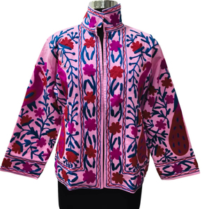 Chaqueta de algodón bordada Suzani Multicolor hecha a mano para mujer chaqueta de mujer artesanal con diseño Floral transpirable - Product Image 1