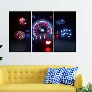 Toile imprimée moderne sur le thème du jeu de casino pour salle de jeux, 3P : encadrée - Product Image 1