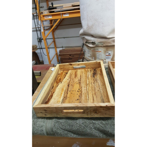 Precio razonable Bandeja de madera Bandeja para servir comida rústica Juego de madera de mango hecho a mano de 2 bandejas de cama para fiestas con alta calidad - Product Image 2