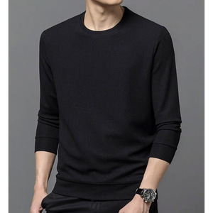 เสื้อยืดคอกลมแขนยาวสำหรับผู้ชายมาใหม่เสื้อแนวสตรีทสีพื้นเสื้อพลัสไซส์สำหรับผู้ชาย - Product Image 2