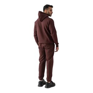 Sweat à capuche à manches longues pour hommes personnalisé en mélange de coton sweat chaud sweat à capuche de sport marron avec poches pour l'automne et l'hiver - Product Image 3