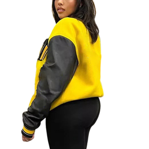 Veste bomber de baseball personnalisée pour hommes et femmes avec boutons, style varsity, logo frontal, vestes pour hommes - Product Image 3