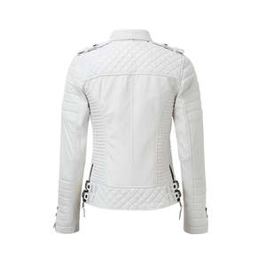Veste en cuir pour femmes de qualité supérieure Veste en cuir de moto avec fermetures éclair Vestes en cuir PU pour femmes à manches longues - Product Image 2