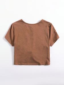 Camiseta Corta de Moda para Mujer al por Mayor, Top Casual de Manga Corta para Dama, Camiseta Recortada de Verano, Estilo Urbano, Ajuste Delgado, Top de Algodón Suave - Product Image 3