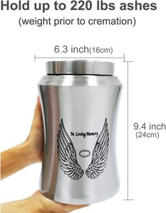 Haute qualité 220 livres grandes ailes d'ange urne de crémation pour adultes animaux de compagnie hommes et femmes cendres velours sac mémorial fournitures funéraires - Product Image 6