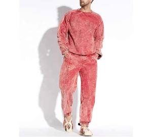 Meilleure vente acide lavé couleur unie 2 pièces hommes survêtement ensemble 100% haute qualité polaire Logo personnalisé tenue décontracté hommes survêtements - Product Image 1