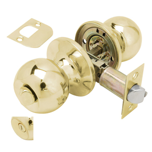 Maniglia per porta Wolfpack con serratura, finitura in ottone, per bagni - Product Image 1