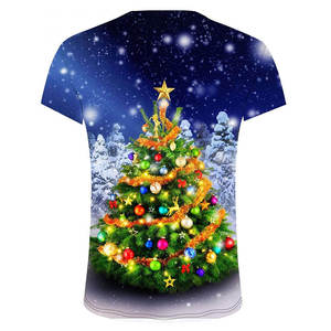 เสื้อยืดคอกลมชายทรงหลวมสไตล์สตรีทฮิปฮอปผ้าคอตตอน/เส้นใยไม้ไผ่ยาวสั้นลำลองสำหรับเทศกาลคริสต์มาส