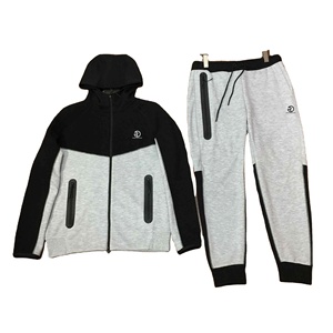 Pantalones deportivos de alta calidad con cremallera atlética para correr, sudaderas con capucha de gran tamaño, ropa deportiva de dos piezas, chándal, traje para correr para hombres - Product Image 4