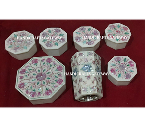 New Handmade Amazing Design Unique Octagonal Shape <b>White</b> Marble Inlay MOP Jewelry <b>Gift</b> <b>Boxes</b> For Business And Home Decoration - Product Image 1