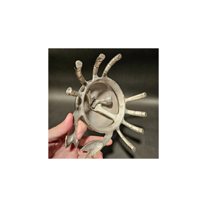 8 1/2 "Grande cloche de table ou de bureau de crabe en laiton argenté de style vintage antique - Product Image 5