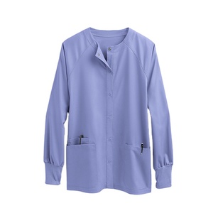 Mujeres de manga larga de alta calidad nuevo suave elástico Scrub chaquetas enfermera uniforme impreso Logo personalizado único Scrubs chaquetas médicas - Product Image 3