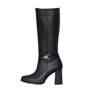 Bottines hautes noires pour femme à talon épais élégantes avec boucle - Product Image 5