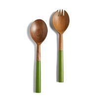 Ensemble de serveur à salade en bois cuillère à salade abordable fourchette fait à la main naturel haute qualité serveur à salade couverts fabriqués par Star Crafts India