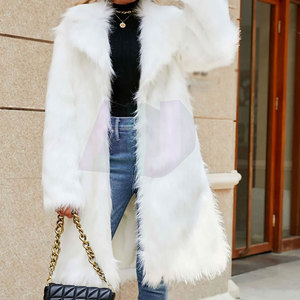 Manteau long classique respirant en fourrure douce, matière pelucheuse, coupe confortable, design intemporel, idéal pour l'hiver, style urbain, usage quotidien - Product Image 2