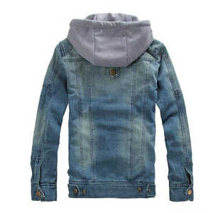 Chaqueta Vaquera Personalizada, Informal para Exteriores, 100% Algodón, con Capucha, Lavada, para Hacer Ejercicio, Diseño Nuevo, para Hombre - Product Image 3