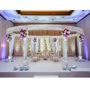 Décoration Mandap en Fibre de Cristal Blanc à Sydney Forme Ovale Décoration Mandap de Mariage Indien Ensemble Mandap de Mariage en Cristal - Product Image 1