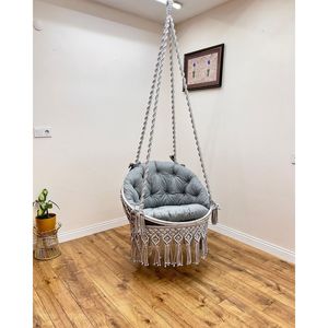 Silla Colgante de Macramé Bohemia Hecha a Mano, Hamaca de Metal para Decoración de Interiores y Exteriores, Jardín y Sala de Estar - Product Image 2