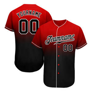 Personnalisé Rouge Noir-Blanc Authentique Fondu Mode Baseball Jersey Importé Sans Alcool Wipe Wash Option - Product Image 6