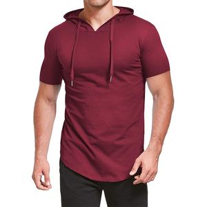 Camiseta ajustada de manga corta con capucha para hombre, Camiseta básica informal de poliéster/algodón, gran oferta, elementos esenciales de invierno - Product Image 1