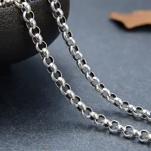 Großhandel Bulk solide Sterling Silber Schmuck Halskette Rollo-Kette