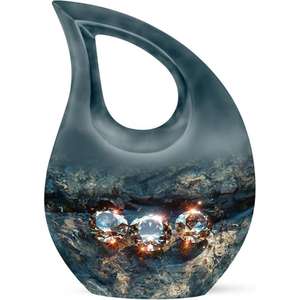 Venta caliente urna de cremación de gota de lágrima azul hermosa urna funeraria conmemorativa para cenizas humanas con bolsa de terciopelo gratis de la India - Product Image 5