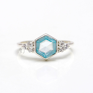 Natural Aquamarine <b>Ring</b> <b>925</b> Sterling <b>Silver</b> Custom Semiprecious Jewelry for Women Bulk Wholesale Fine <b>Silver</b> <b>Rings</b> Suppliers - Product Image 1