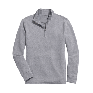 Pull unisexe gris quart de fermeture éclair de haute qualité Sweat-shirt polaire doux Tissu personnalisé imprimé Streetwear élégant pour l'hiver OEM - Product Image 3