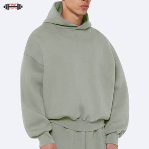 Coupe régulière unisexe en vrac Streetwear noir de haute qualité 100% coton polaire lourd blanc recadrée hiver sweat à capuche hommes 300 grammes - Product Image 2