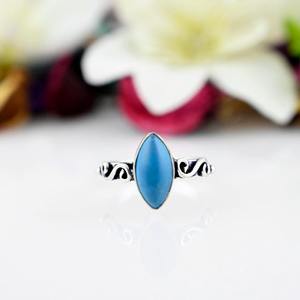 Bague en pierre précieuse turquoise 925 argent Sterling Style Boho bijoux de mariage faits à la main cadeau pour les femmes - Product Image 3