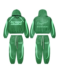 Sportswear's Gym Fitness Tech Fleece <b>Green</b> Color Training Tracksuits <b>Men</b> Two Piece Set Custom Printed Design Jogging <b>Suit</b> <b>Men</b> - Product Image 4