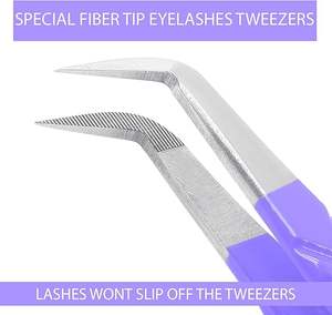 Pinzas de punta de fibra de alta calidad, extensión de pestañas de volumen de racimo de 90 grados, pinzas de pestañas de acero inoxidable para extensión de pestañas - Product Image 4